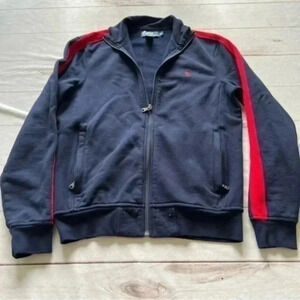 Ralph Lauren Polo  Womens Navy Red Track Jogger Mock Neck Long Sleeve Jac…